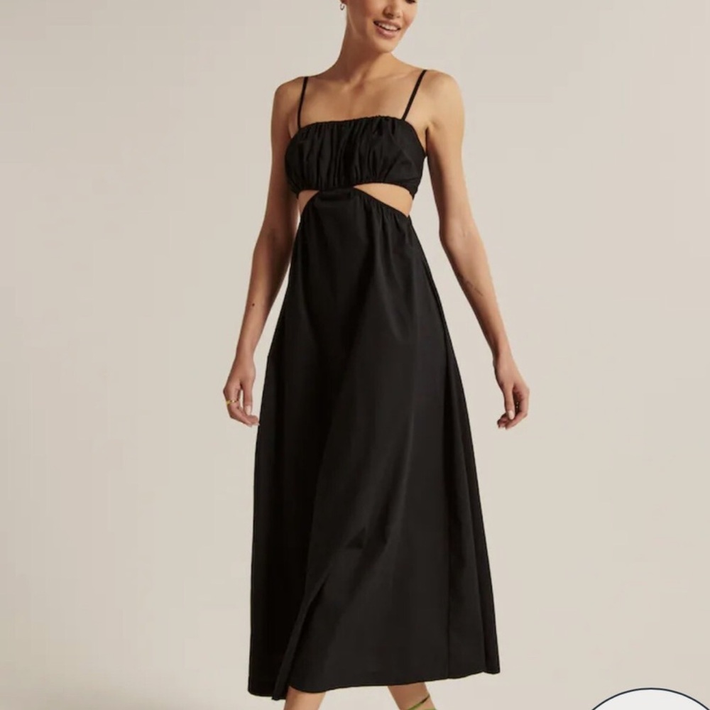 Abercrombie & Fitch Black Whimsy Bubble Top Cutout Maxi Dress Women’s Sz Small